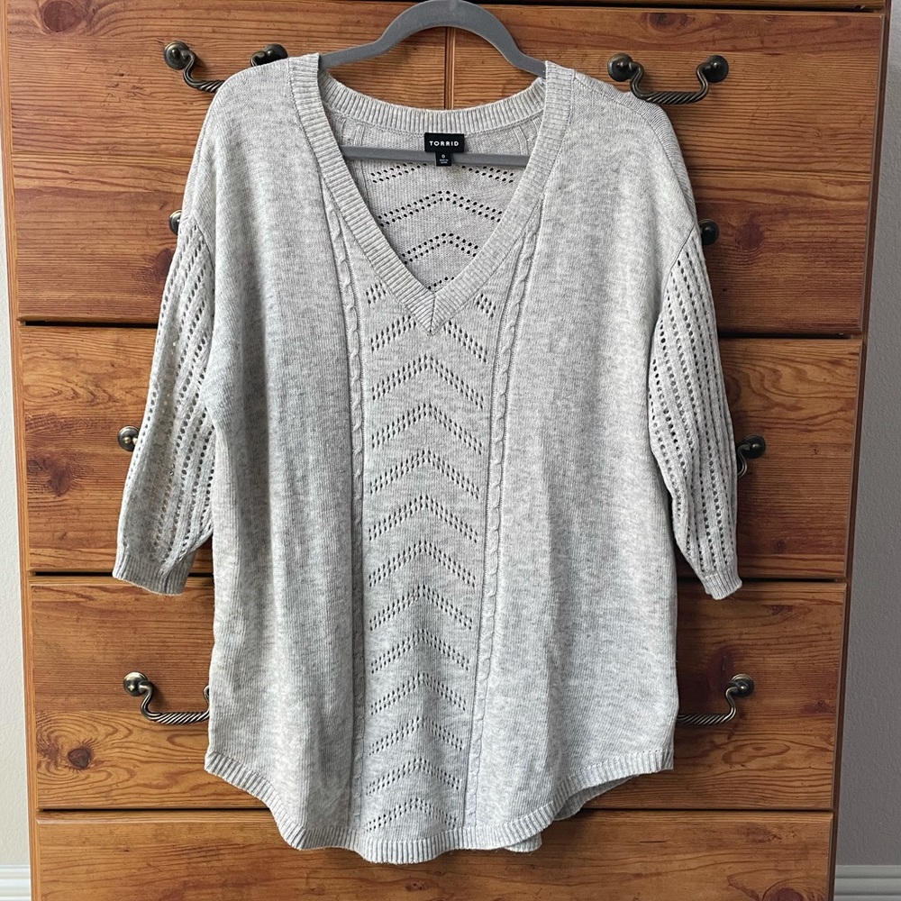 Torrid Eyelet V-neck Sweater